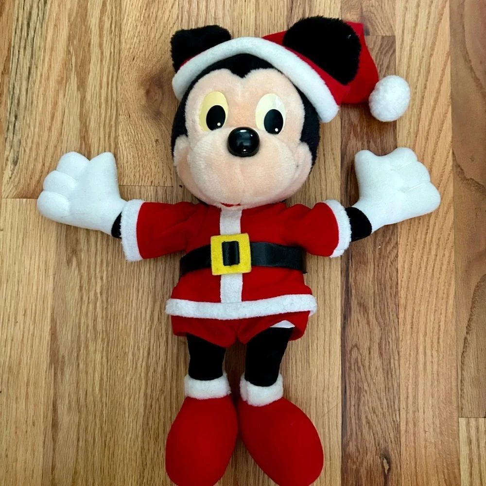 Vintage Disney x Playskool Mickey Mouse Santa Plush Toy 1988